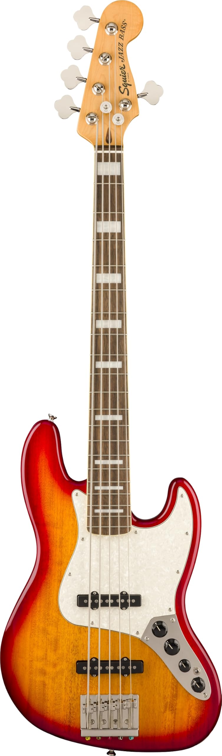Classic Vibe Active '70s Jazz Bass V, diapasón de laurel, golpeador blanco perlado, Sienna Sunburst