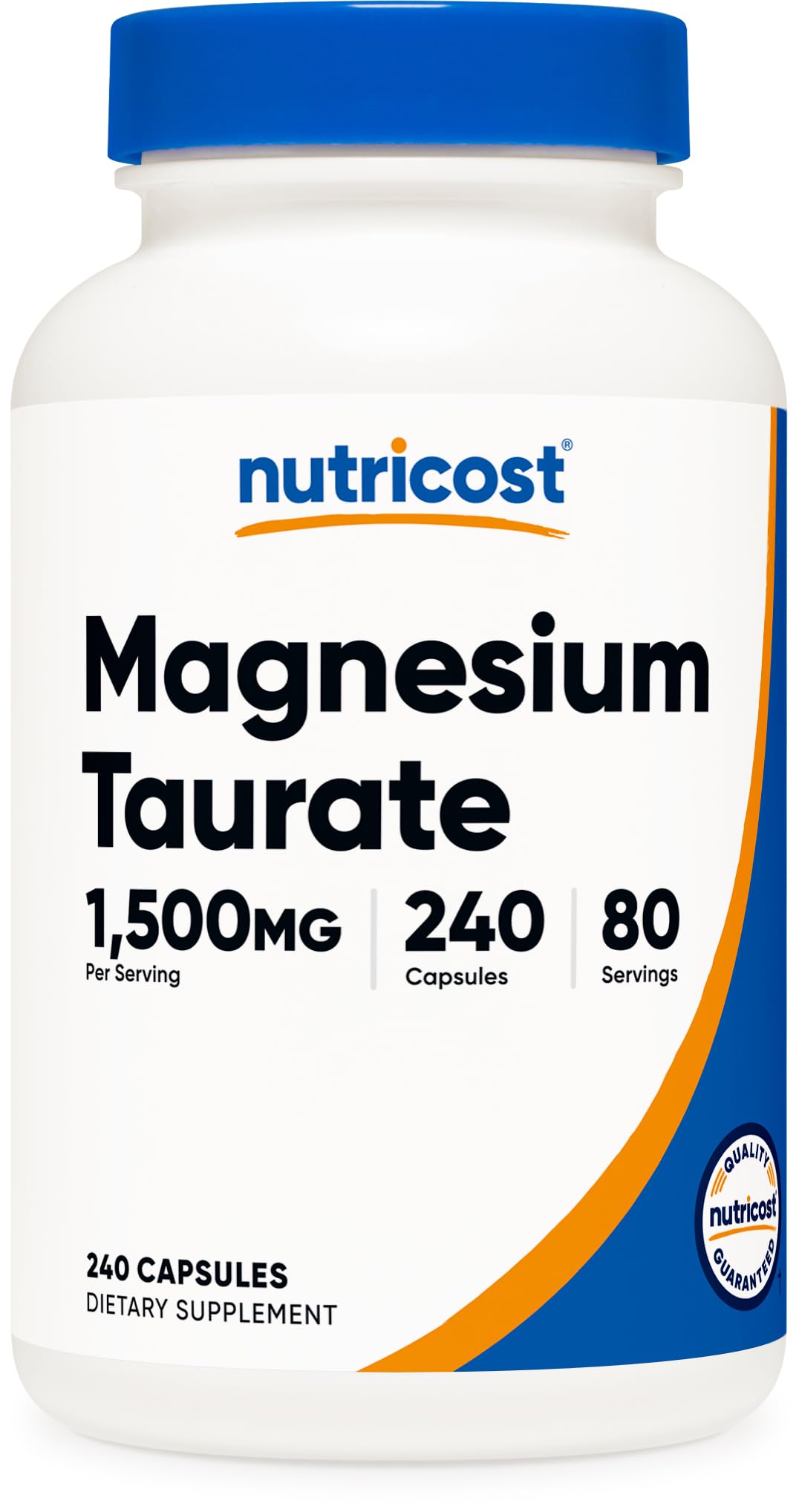 Nutricost Taurato de Magnesio 1.500 mg; 240 cápsulas: sin gluten, sin OGM, veganas, 80 porciones