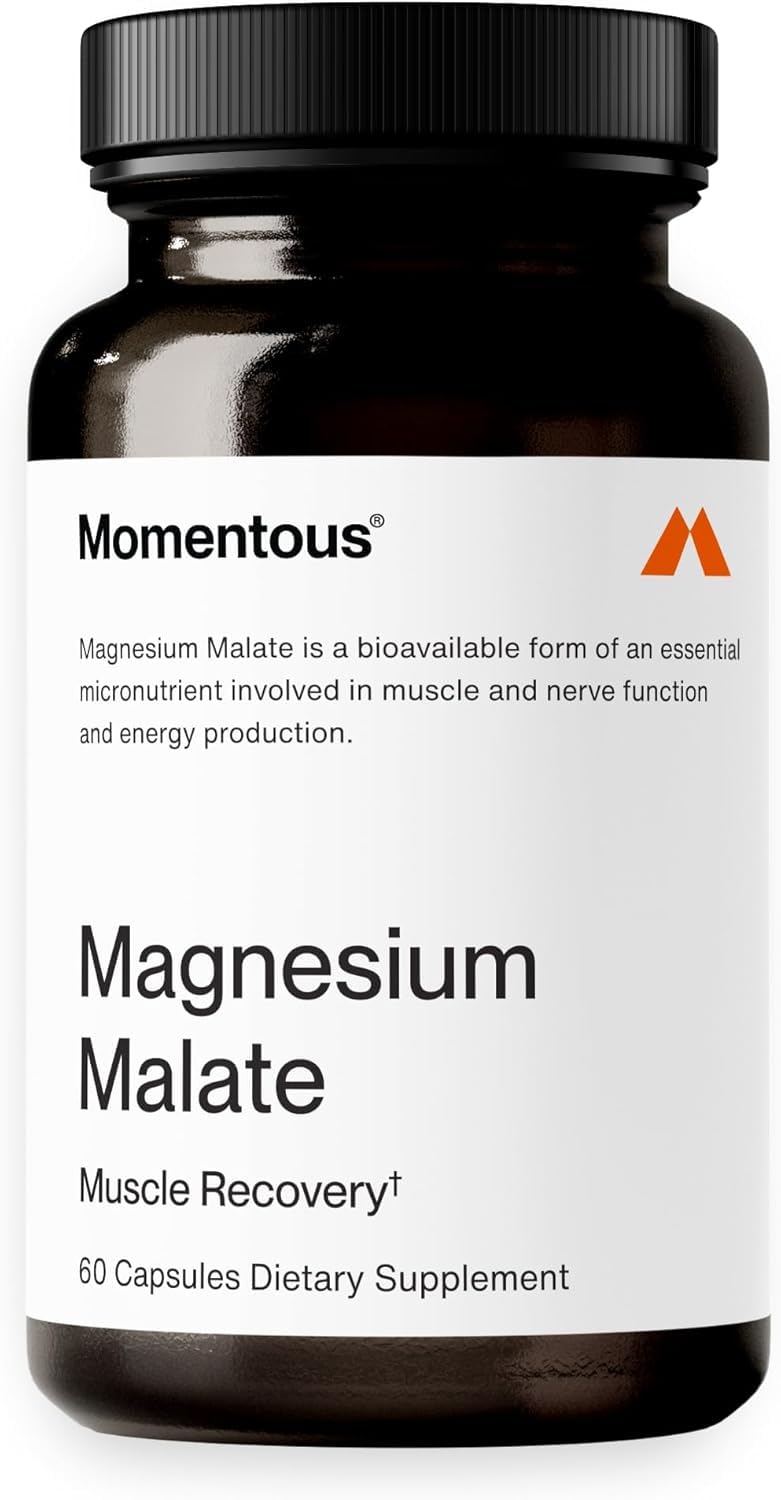 Malato de magnesio Momentous - Certificado NSF para deportes - Suministro para 30 días - 60 cápsulas