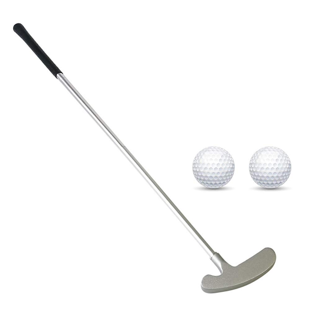 Putter de golf, putters de golf de dos vías para hombres, diestros/zurdos, para interiores y exteriores, mini juego de golf para niños, eje de putter resistente con 2 pelotas de golf de práctica de plástico para cualquier tapete de putting green, oficina en casa