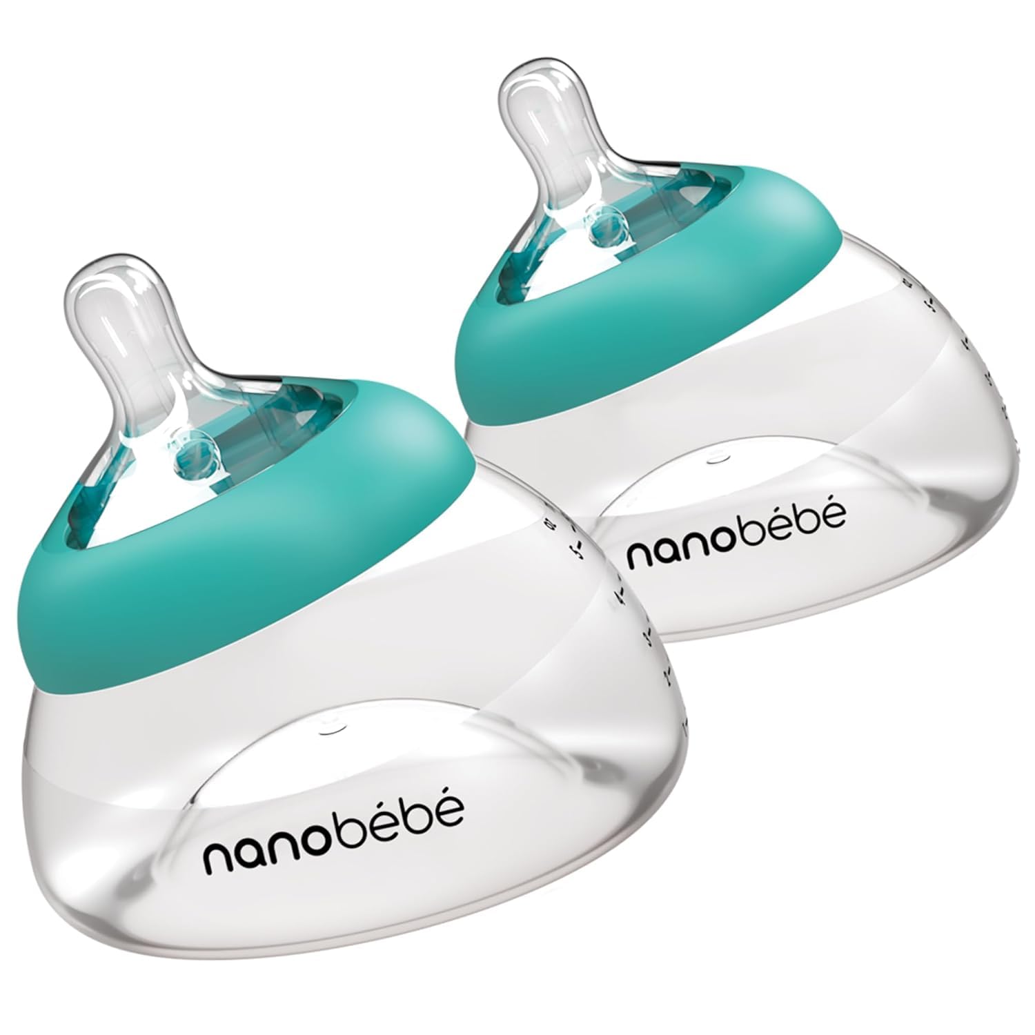 Nanobebe Biberón de Leche Materna, Lactancia Materna de Recién Nacido, Anticólico, Cierre Perfecto, Conserva los nutrientes de la Leche Materna, Paquete Doble, Verde Azulado