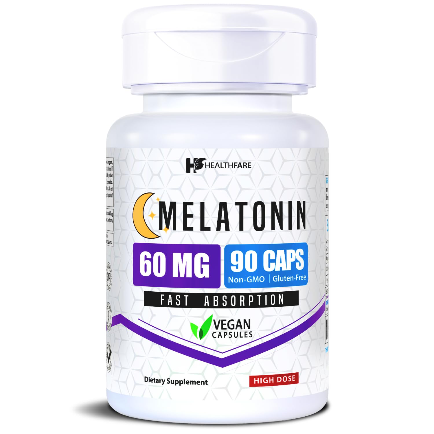 Salud Melatonina 60 mg | 90 Cápsulas Vegetales | Fórmula de alta resistencia | Vegetariano, sin OGM, sin gluten | Hecho en los EE.UU.