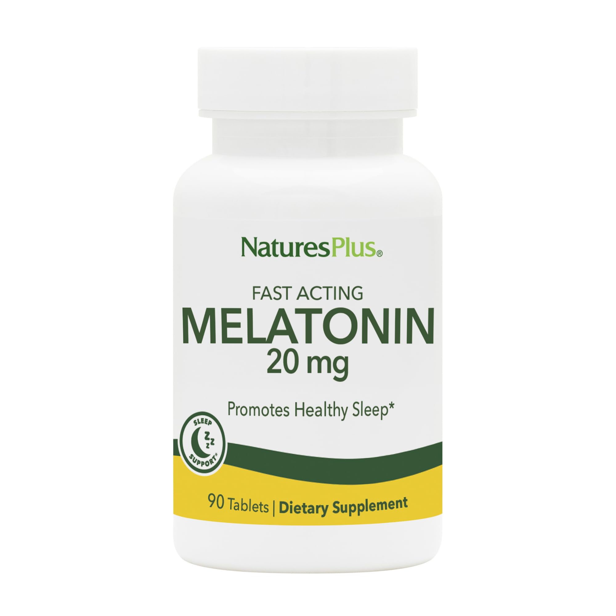 NaturesPlus Melatonina 20 mg - 90 tabletas de acción rápida - Vegana, sin gluten - 90 porciones