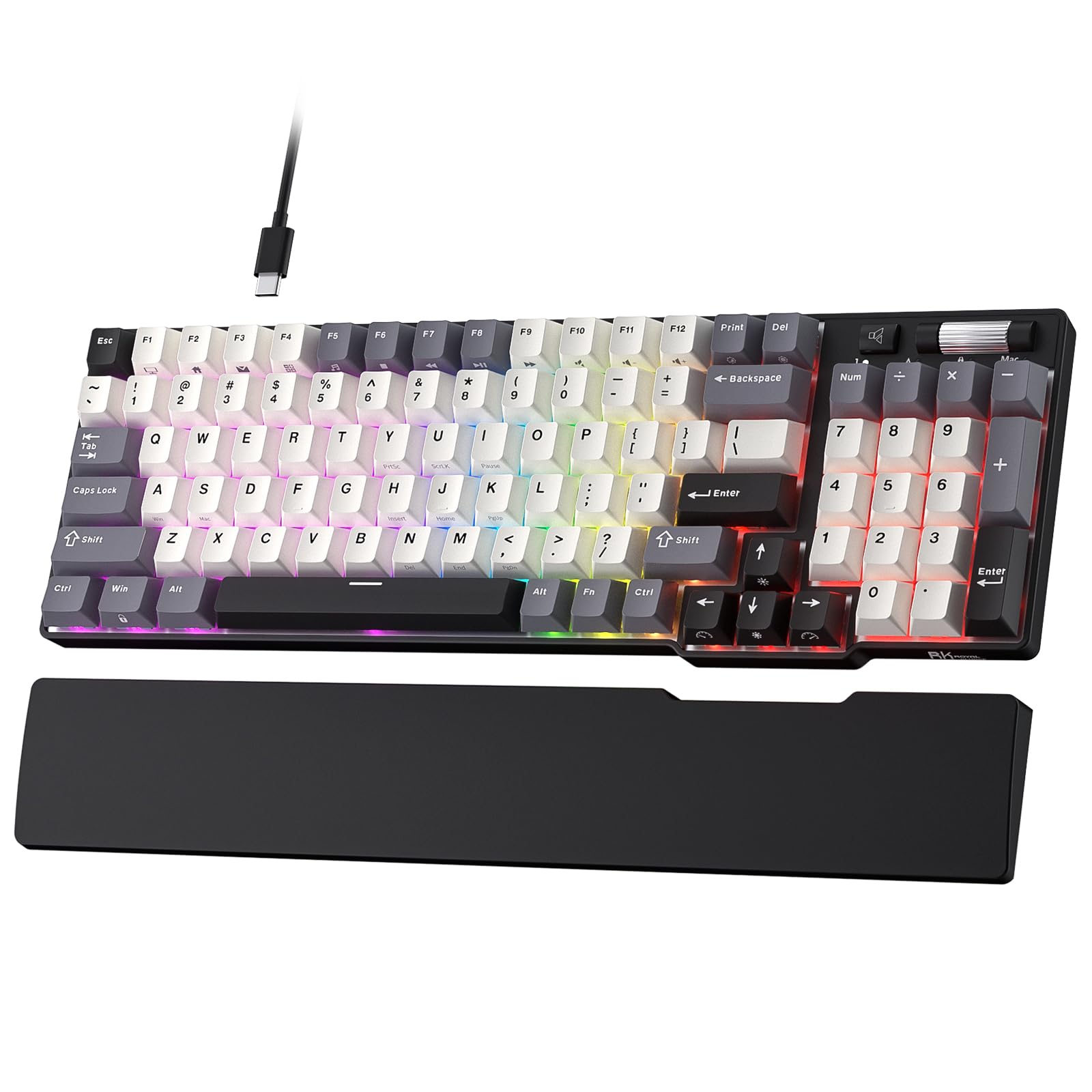RK ROYAL KLUDGE C96 HE Teclado mecánico para juegos, interruptor magnético de efecto Hall, teclado RGB con cable 90% intercambiable en caliente con reposamuñecas, activación ajustable con disparador rápido, tasa de sondeo de 8K, controlador web profesional