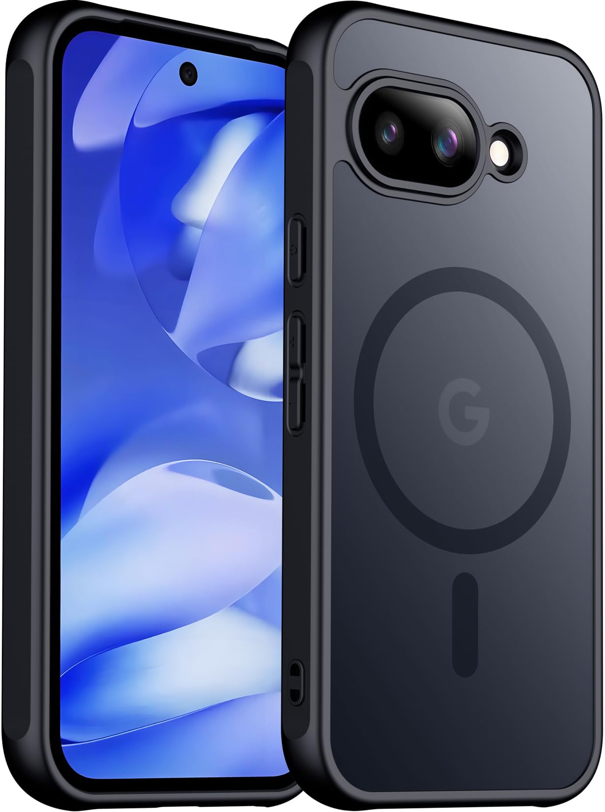 SPIDERCASE Funda magnética para Google Pixel 9A, protección contra caídas de grado militar, delgada, translúcida, mate, a prueba de golpes, antihuellas, funda para teléfono para Pixel 9A, negro