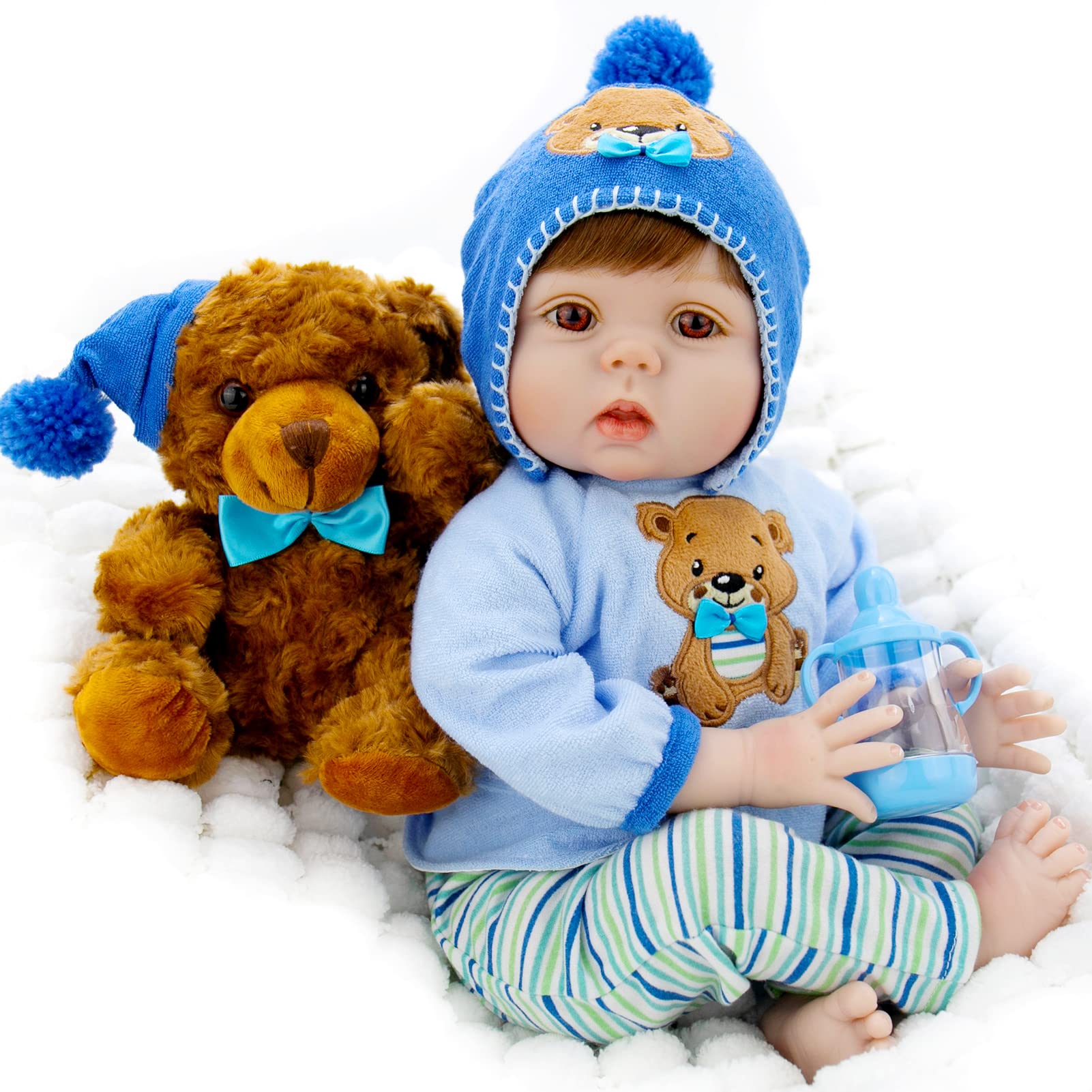 Milidool Muñecas de bebé realistas de 22.0 in, cuerpo suave recién nacido, muñeca de bebé de la vida real con caja de regalo, accesorios completos para niños de 3 años o más, regalos, juego de simulación, colección