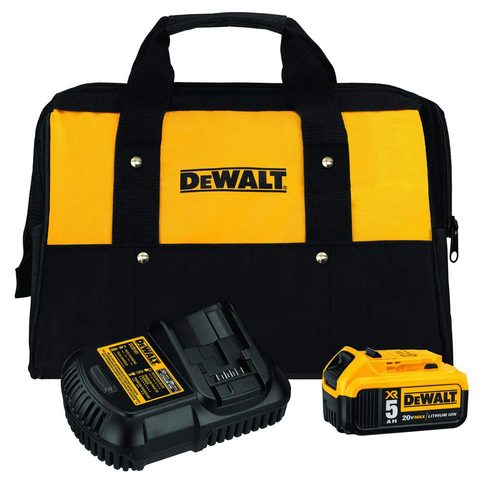 DEWALT Kit de cargador y batería de iones de litio de 20 V MAX 5 Ah con bolsa (DCB205CK)